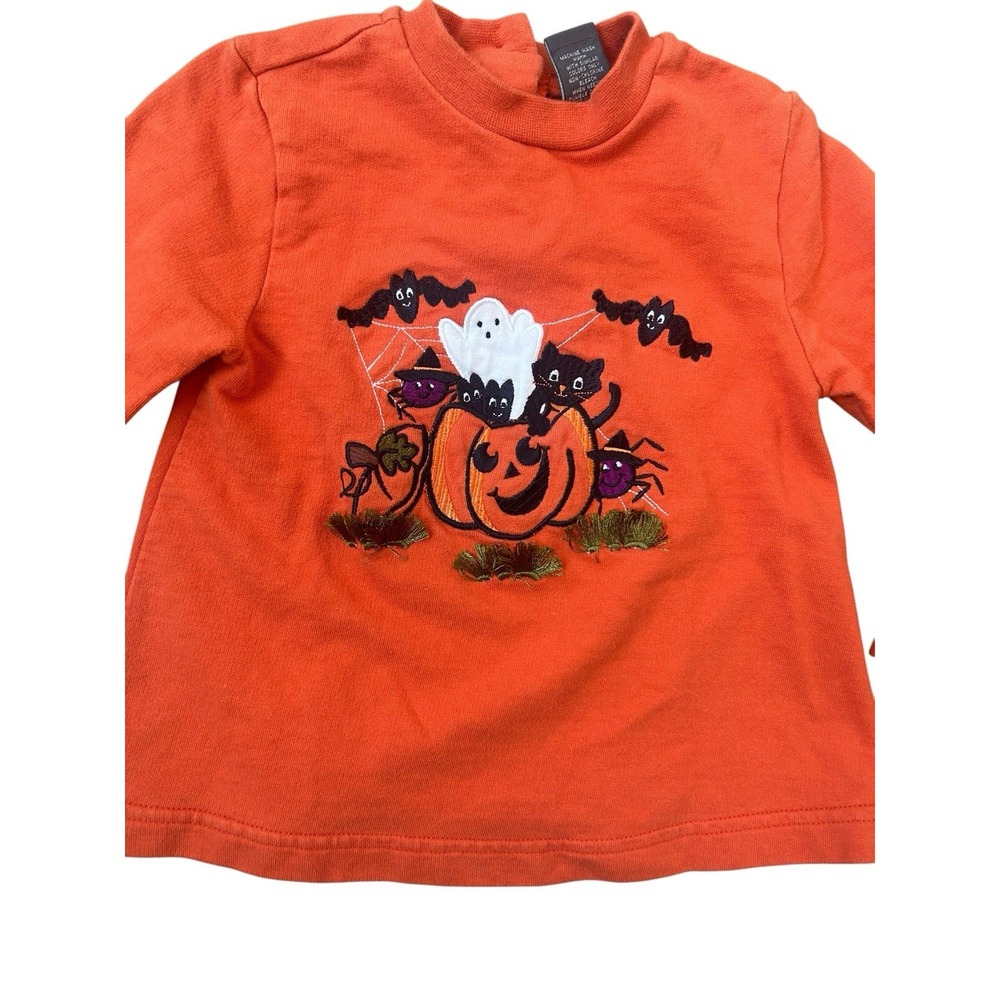 Kids Girls Vintage Halloween Orange Crew Sweatshirt Cotton Ghost 4T Copper Key - Picture 2 of 3